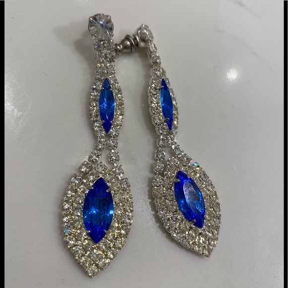 Diamond Safire drop earrings - just gorgeous! - Picture 2 of 2